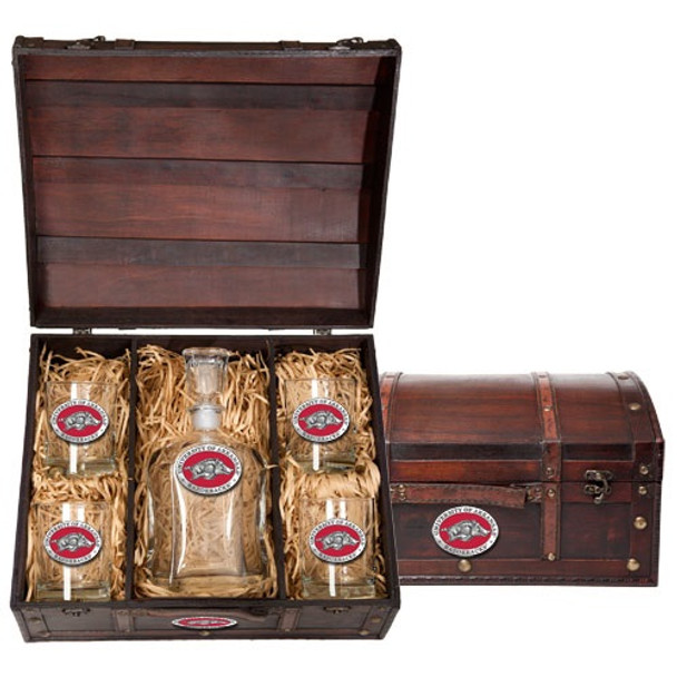 Arkansas Razorbacks Decanter Chest Set | Heritage Pewter | CPTC10255ER