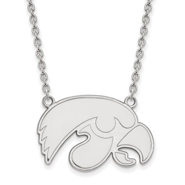 Iowa Hawkeyes Sterling Silver Pendant Necklace | Logo Art | SS016UIA-18