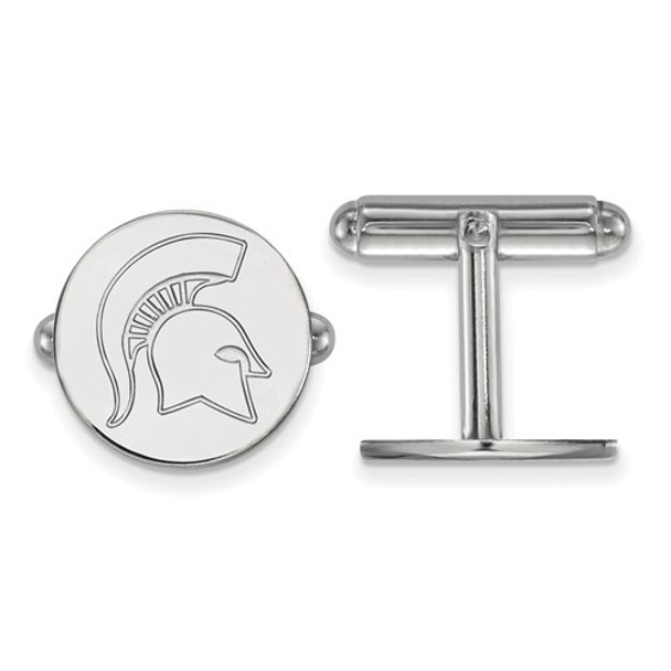 Michigan State Spartans Sterling Silver Cufflinks | Logo Art | SS053MIS