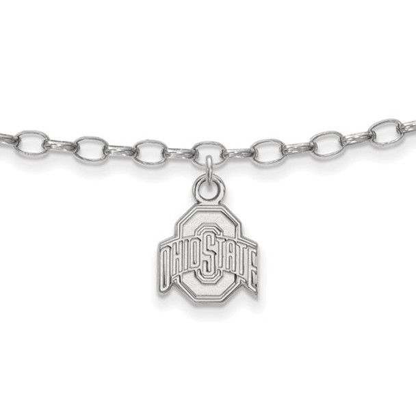 Ohio State Buckeyes Sterling Silver Ankle Bracelet | Logo Art | SS030OSU