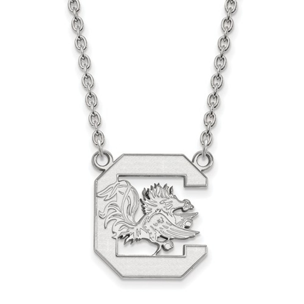 South Carolina Gamecocks Silver Pendant Necklace | Logo Art | SS016USO-18