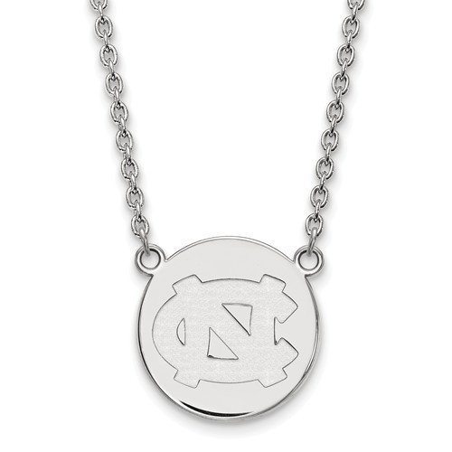 UNC Tar Heels Sterling Silver Circle Pendant Necklace | Logo Art | SS040UNC-18