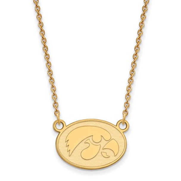 Iowa Hawkeyes 14K Gold Oval Pendant Necklace | Logo Art | 4Y056UIA-18