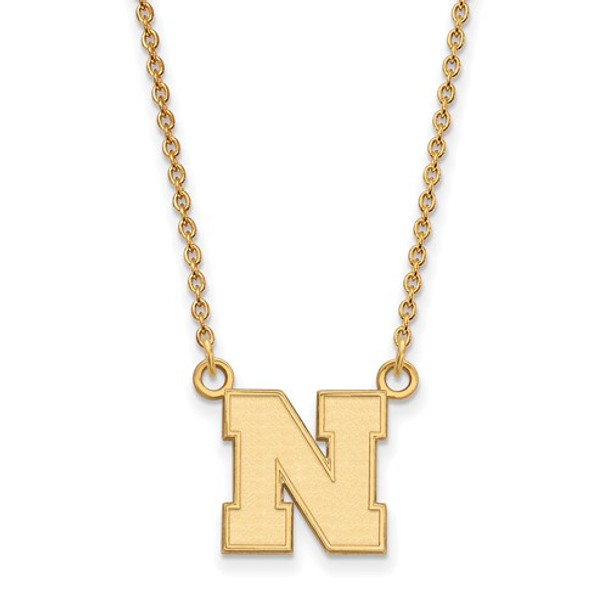 Nebraska Huskers 14K Gold N Pendant Necklace | Logo Art | 4Y073UNE-18