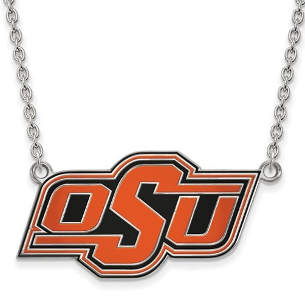 Oklahoma State Cowboys Enamel Sterling Silver Necklace | Logo Art | SS065OKS-18 Oklahoma State Cowboys Enamel Sterling Silver Necklace | Logo Art | SS065OKS-18