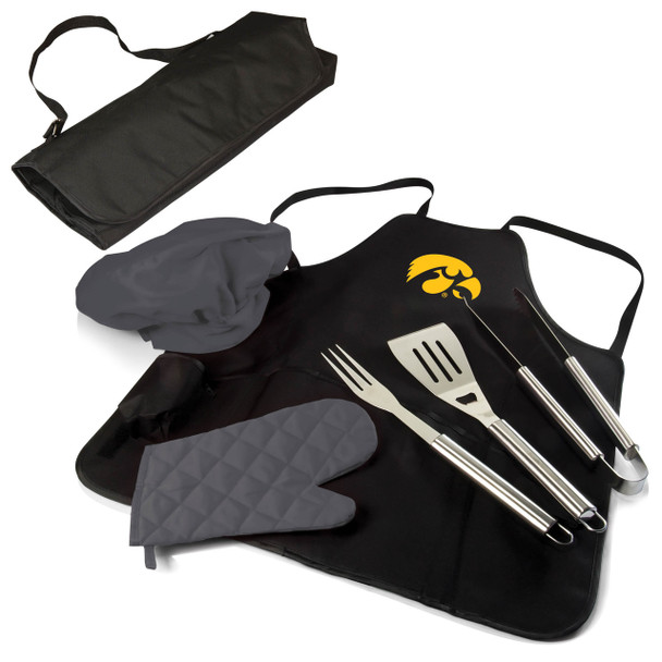 Iowa Hawkeyes BBQ Apron Tote Set | Picnic Time | 635-88-179-224-0