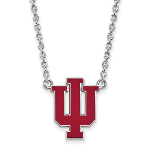 Indiana Hoosiers Enamel Sterling Silver Necklace | Logo Art | SS073IU-18