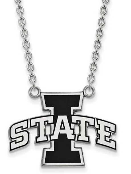 Iowa State Cyclones Sterling Silver Large Enamel Pendant Necklace | Logo Art | SS045IAS-18