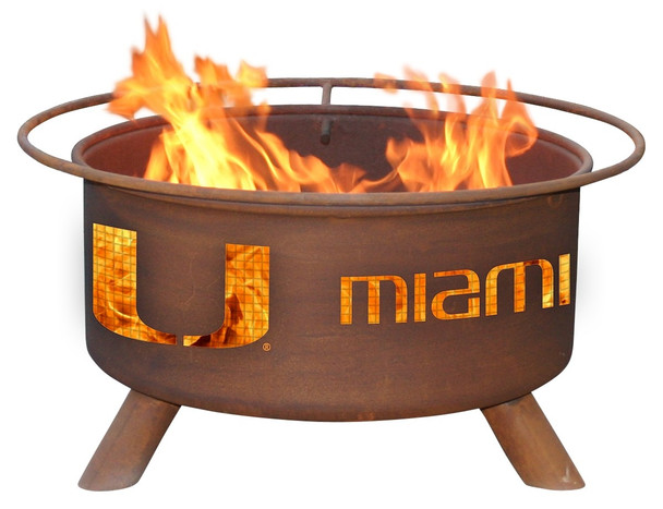 Miami Hurricanes Portable Fire Pit Grill | Patina | F225 Miami Hurricanes Portable Fire Pit Grill | Patina | F225