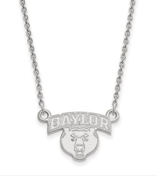 Baylor Bears Logo Sterling Silver Pendant Necklace | Logo Art | SS030BU-18