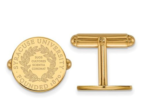 Syracuse University Sterling Silver Gold Plated Crest Cuff Links | Logo Art | GP041SYU