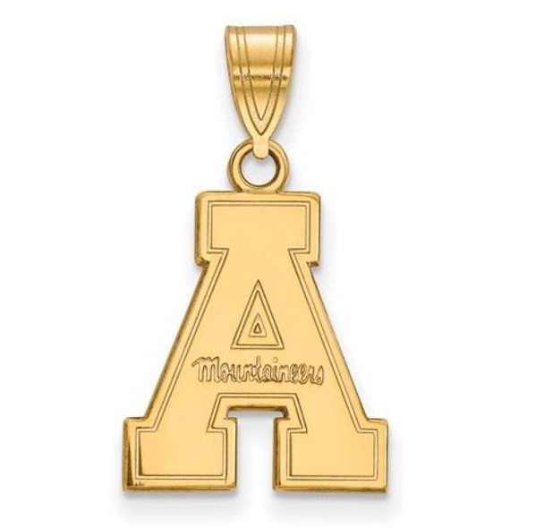 Appalachian State University Mountaineers Sterling Silver Gold Plated Medium Pendant | Logo Art | GP003APS