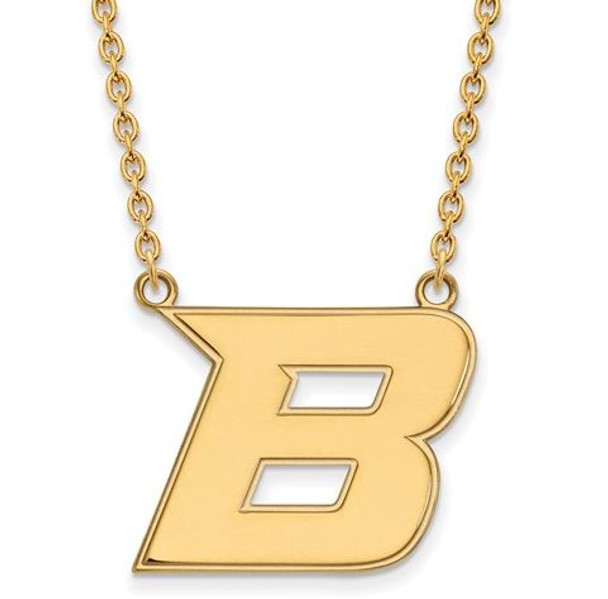 Boise State University Sterling Silver Gold Plated Large Pendant Necklace | Logo Art | GP008BOS-18