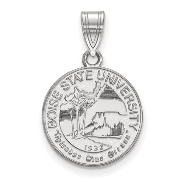 Boise State University Sterling Silver Medium Crest Pendant | Logo Art | SS007BOS