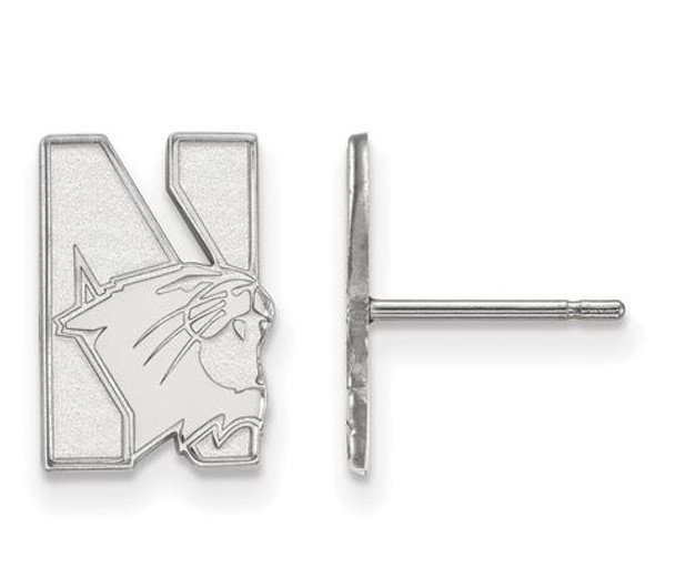 Northwestern University Sterling Silver Small Post Earrings | Logo Art | SS004NWU
