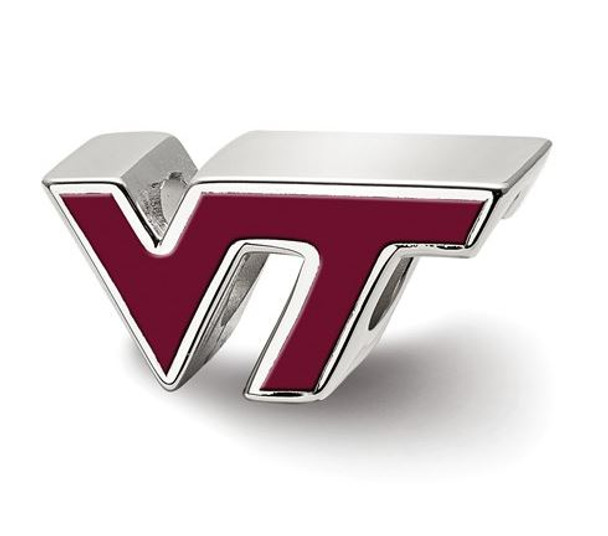 Virginia Tech Sterling Silver VT Enameled Logo Bead | Logo Art | SS500VTE