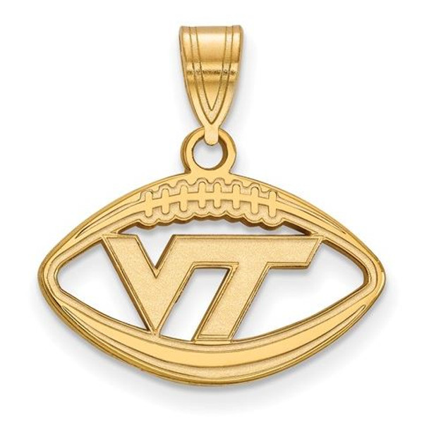 Virginia Tech Sterling Silver Gold Plated Football Pendant | Logo Art | 4Y043VTE