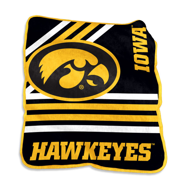 Iowa Hawkeyes Raschel Throw Blanket | Logo Brand | 155-26C Iowa Hawkeyes Raschel Throw Blanket | Logo Brand | 155-26C