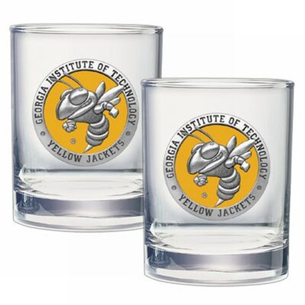Georgia Tech Yellow Jackets Cocktail Glasses | Heritage Pewter | DOF10182EY Georgia Tech Yellow Jackets Cocktail Glasses | Heritage Pewter | DOF10182EY