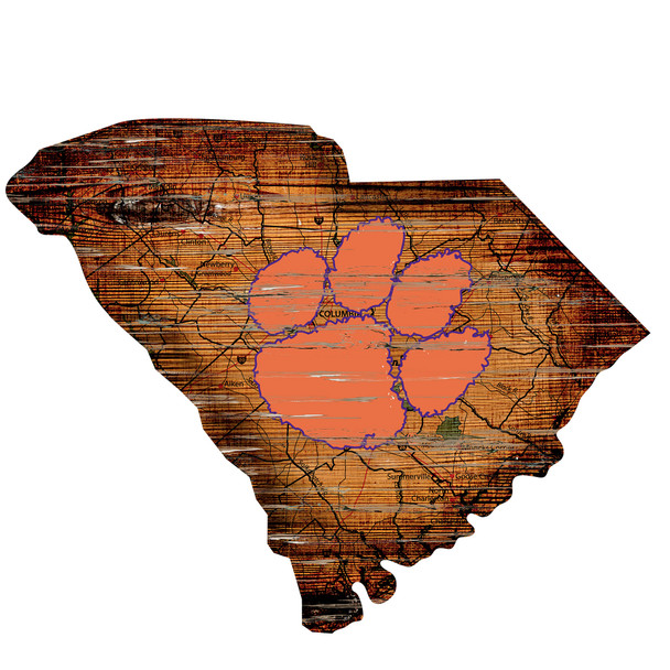 Clemson Tigers Distressed State Wall Art |FAN CREATIONS |  C0728-Clemson Clemson Tigers Distressed State Wall Art |FAN CREATIONS |  C0728-Clemson