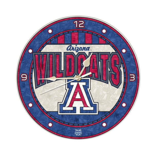 Arizona Wildcats 12in Art Glass Clock | MEMORY COMPANY |  COL-ARZ-274 Arizona Wildcats 12in Art Glass Clock | MEMORY COMPANY |  COL-ARZ-274