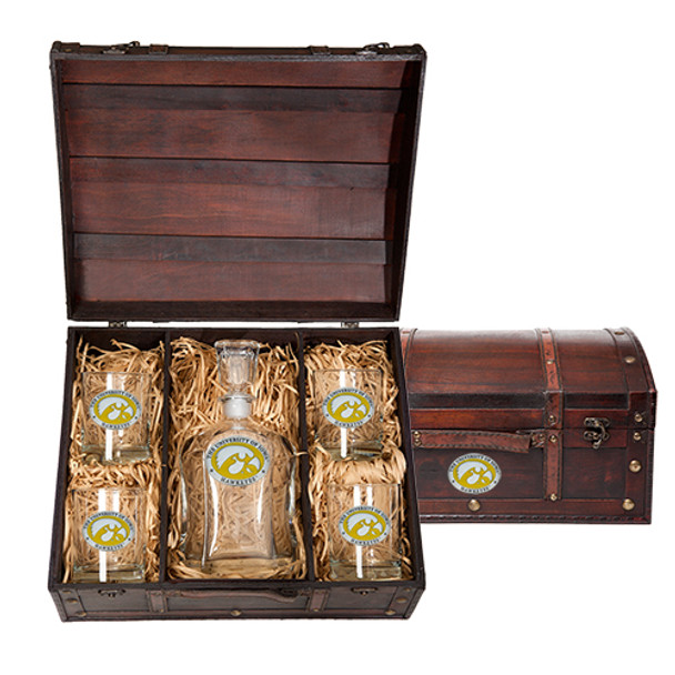 Iowa Hawkeyes Capitol Decanter Chest Set | Heritage Pewter | HMWCPTC10204EY