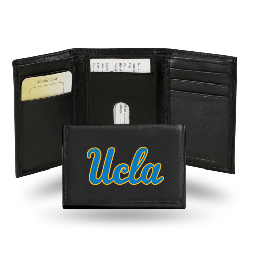 UCLA Bruins Embroidered Genuine Leather Tri-fold Wallet