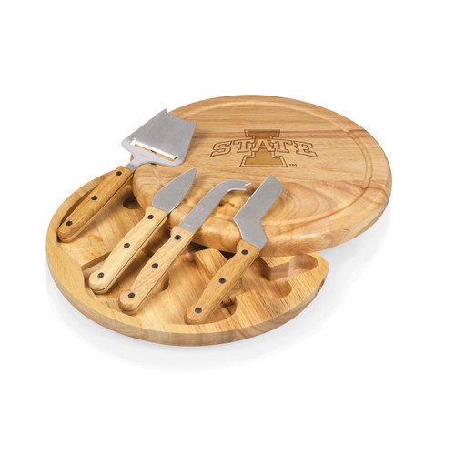 NCAA Michigan State Spartans Cheese Board Set – Wood Charcuterie Board With 4 Stainless Steel Cheese Tools