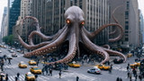 Giant Cephalopod Aliens Attack City
