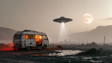 Flying Saucer Abducts People from Trailer