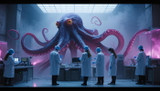 Humans and Octopus-Aliens Cooperate in Laboratory