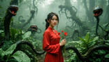 Girl in a Forest with Carnivorous Vines
