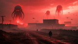 Giant Cephalopod Aliens in Mist