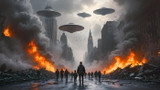 Flying Saucers Destroy a City