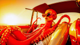 Octopus-Woman Hybrid in a Car