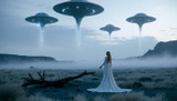 Elegant Lady Encounters Flying Saucer
