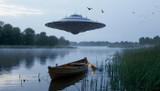 Flying Saucer over a Lake
