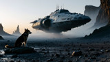 Dog and Alien Spaceship