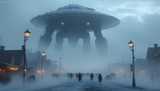 Flying Saucer in a Twilight Town