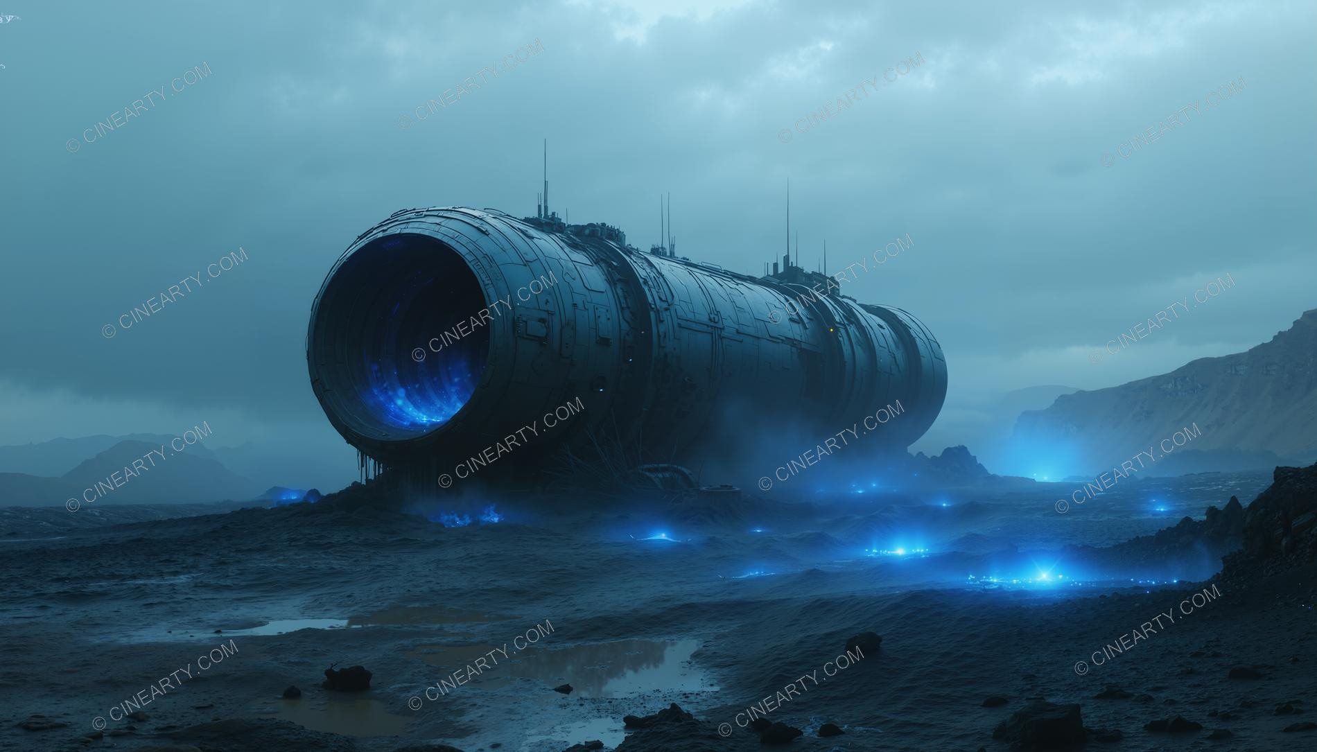 Cigar-Shaped Alien Spaceship 10707