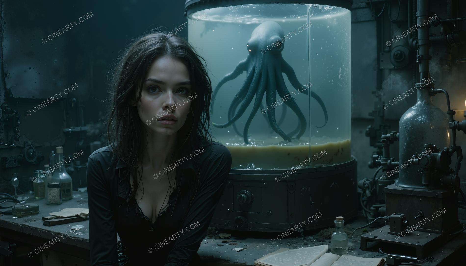 Baby Giant Cephalopod Alien trapped in an Aquarium 14466
