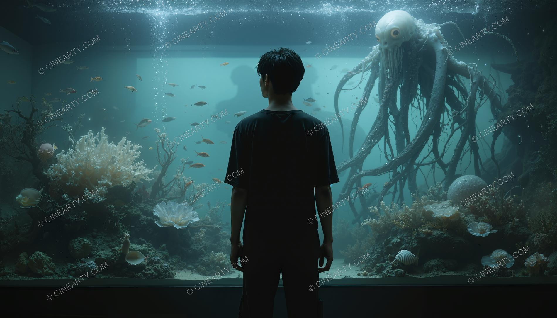 Baby Giant Cephalopod Alien trapped in an Aquarium 97663
