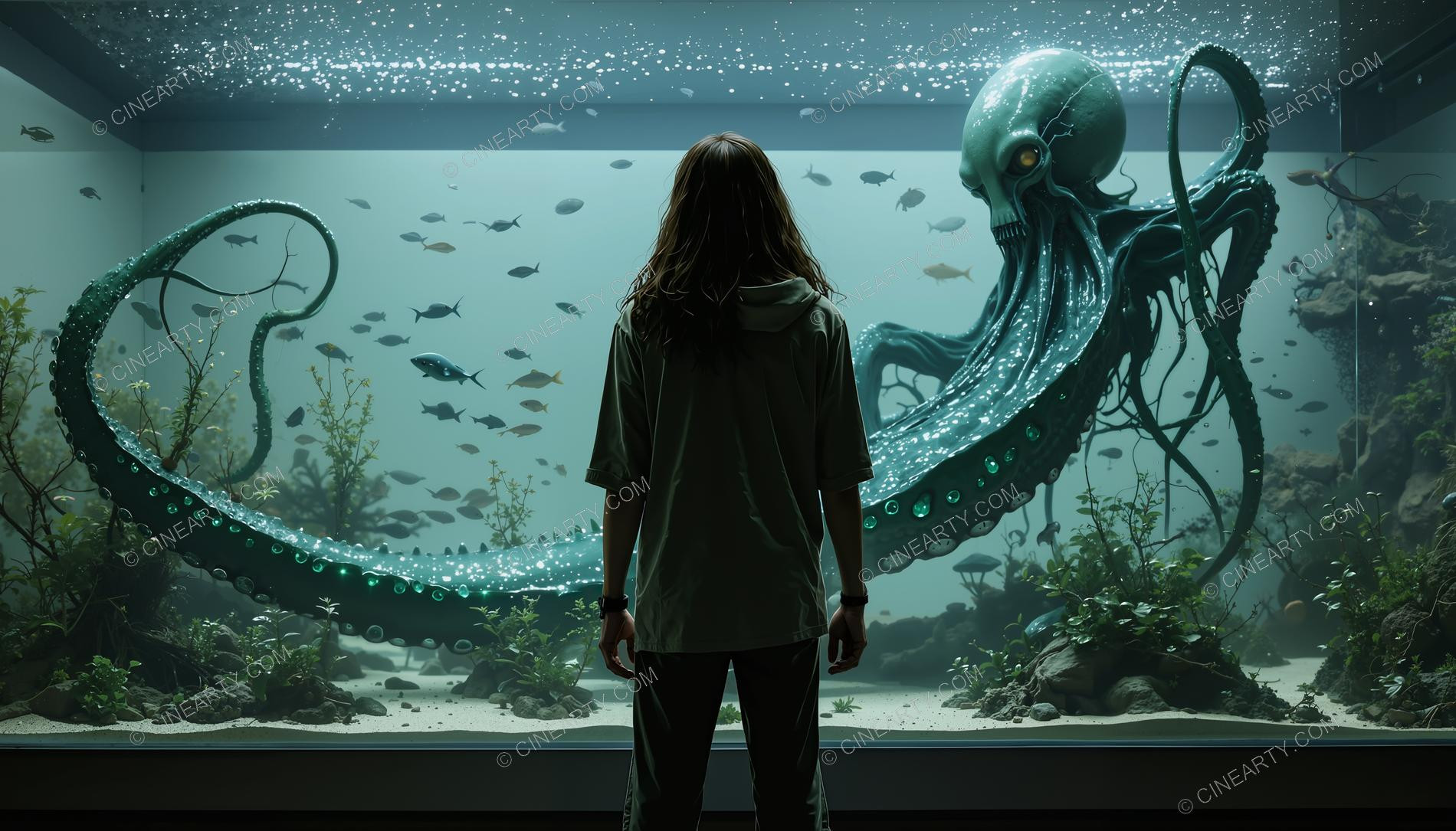 Baby Giant Cephalopod Alien trapped in an Aquarium 92664