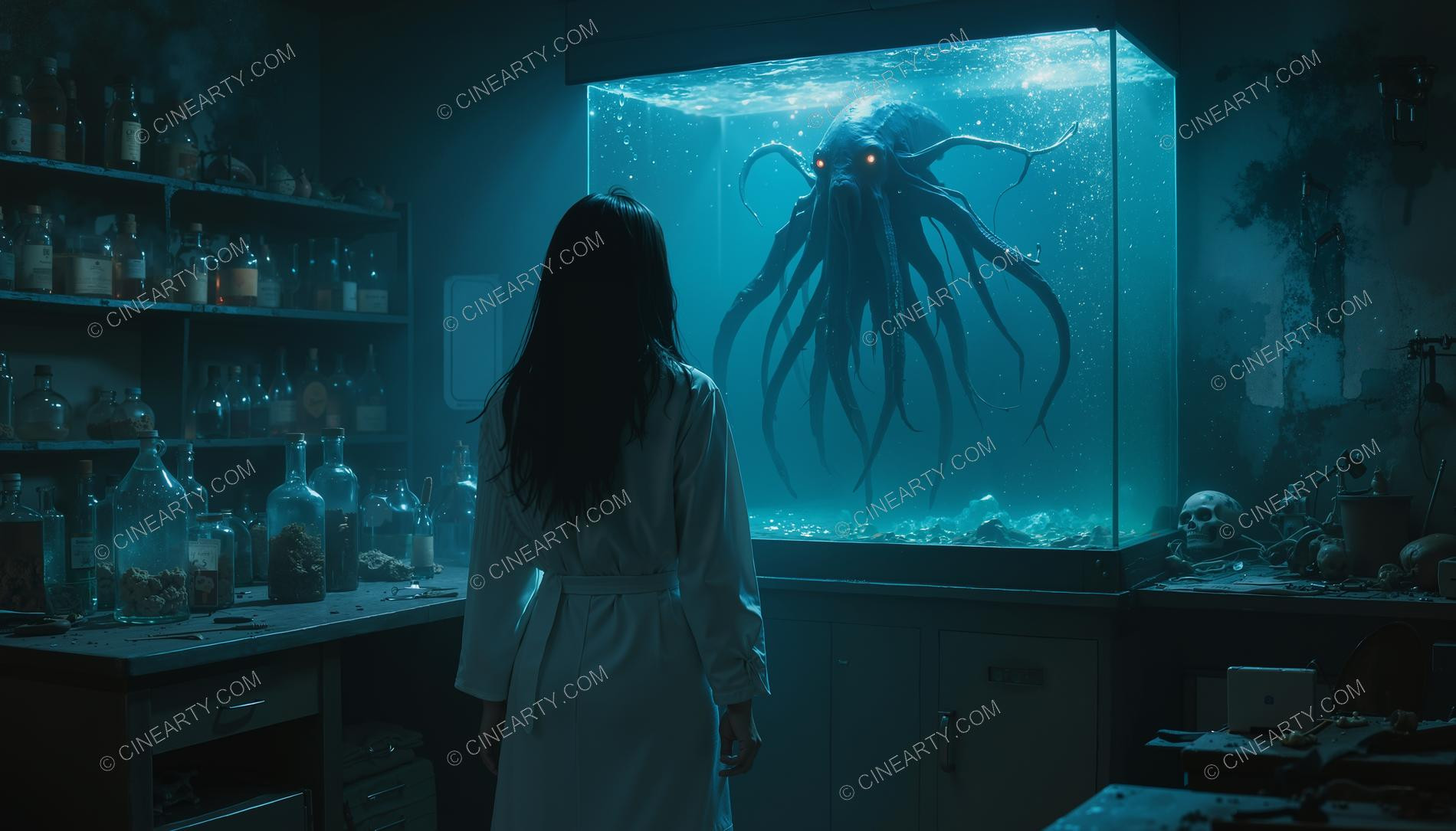 Baby Giant Cephalopod Alien trapped in an Aquarium 93177