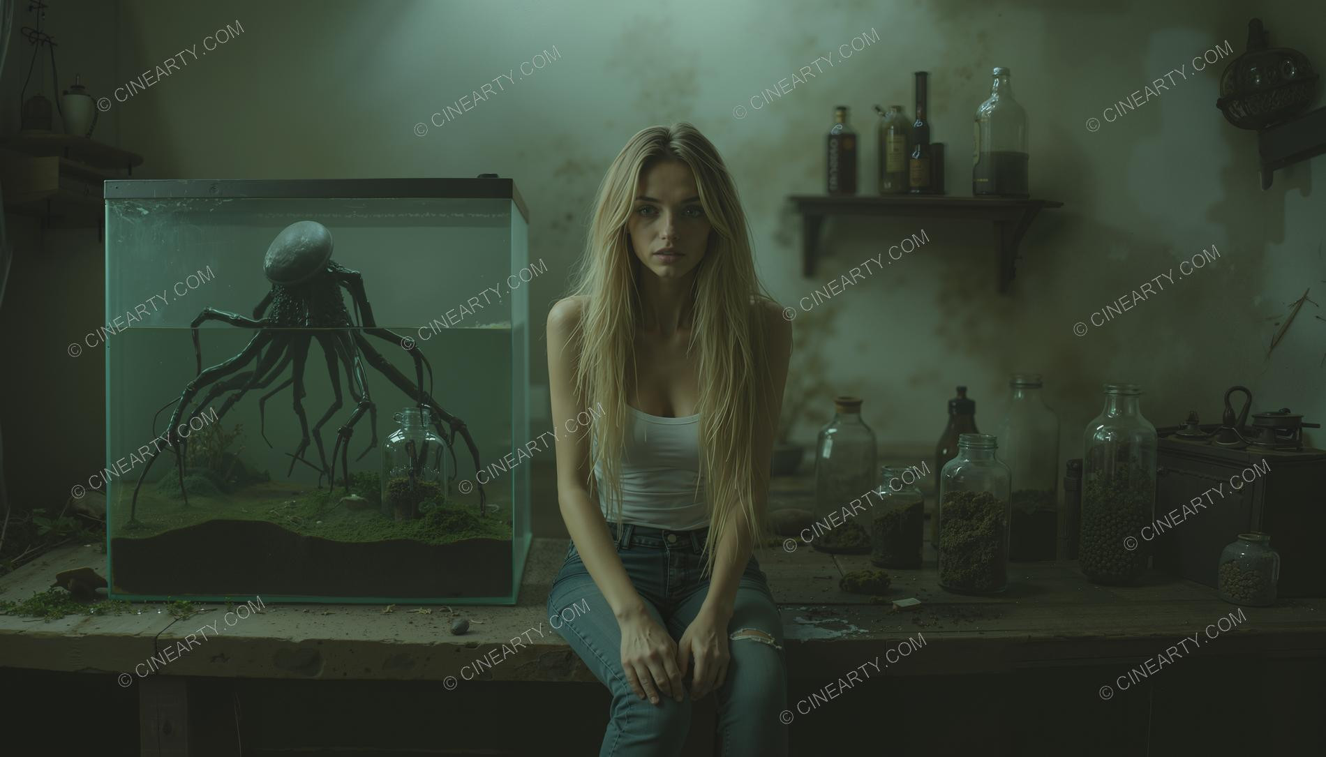 Baby Giant Cephalopod Alien trapped in an Aquarium 49166