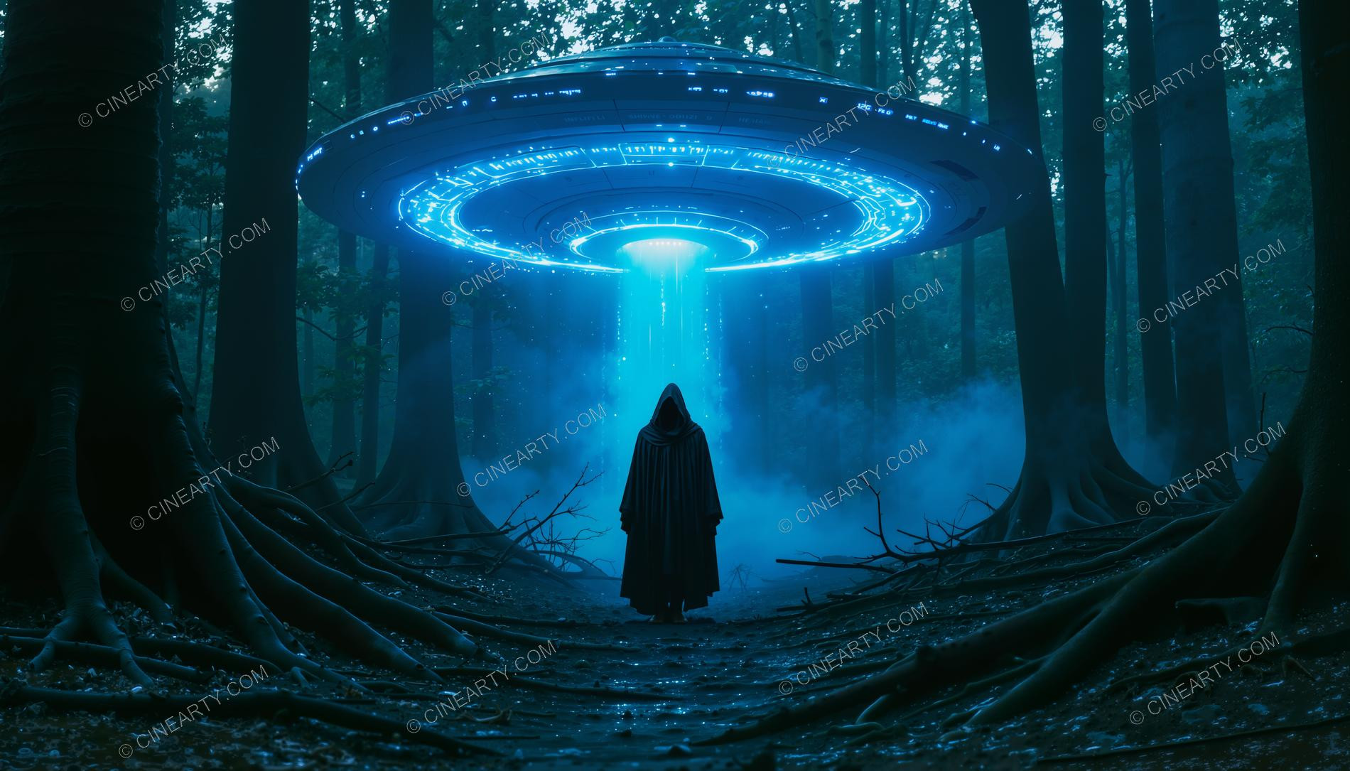 Wanderer Contact with Aliens in a Forest 98265