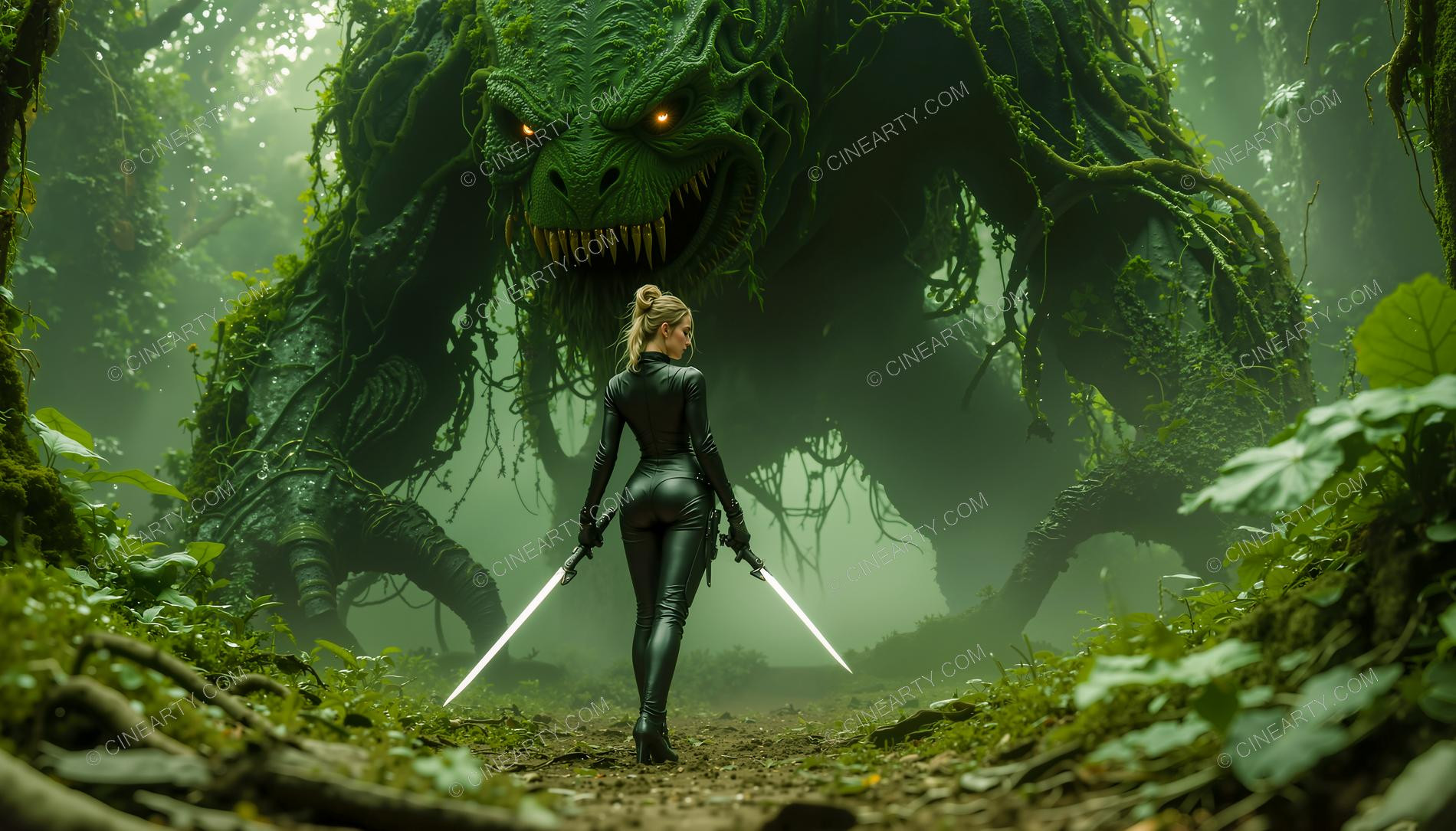 Girl and Huge Dendro Beast 68492