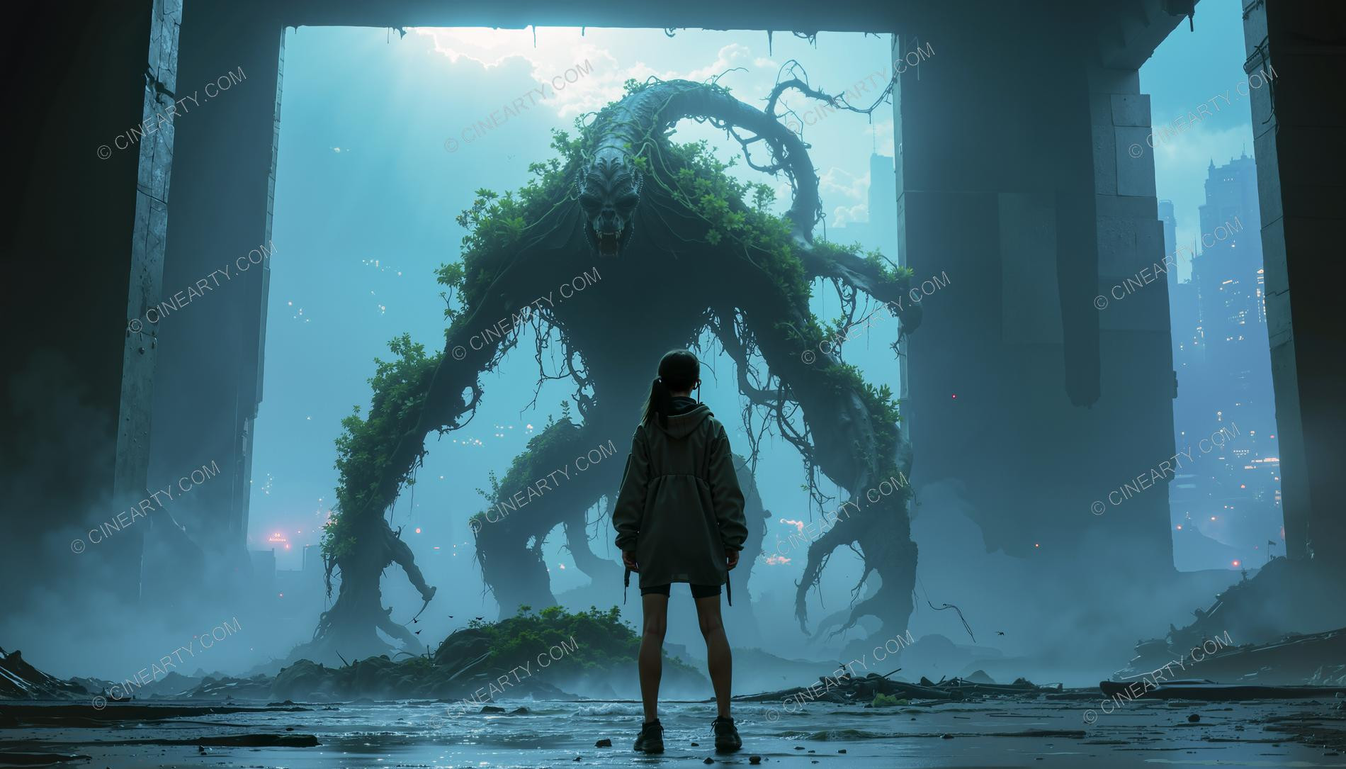 Girl and Huge Dendro Beast 09688