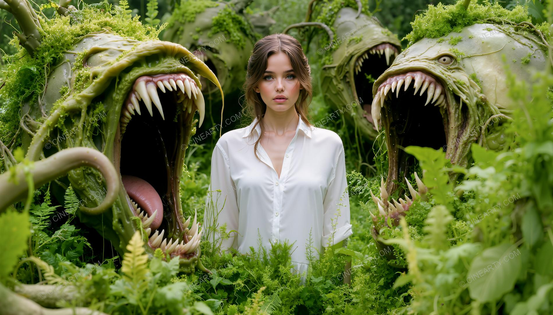 Girl and Huge Mawspawn Monsters 06833