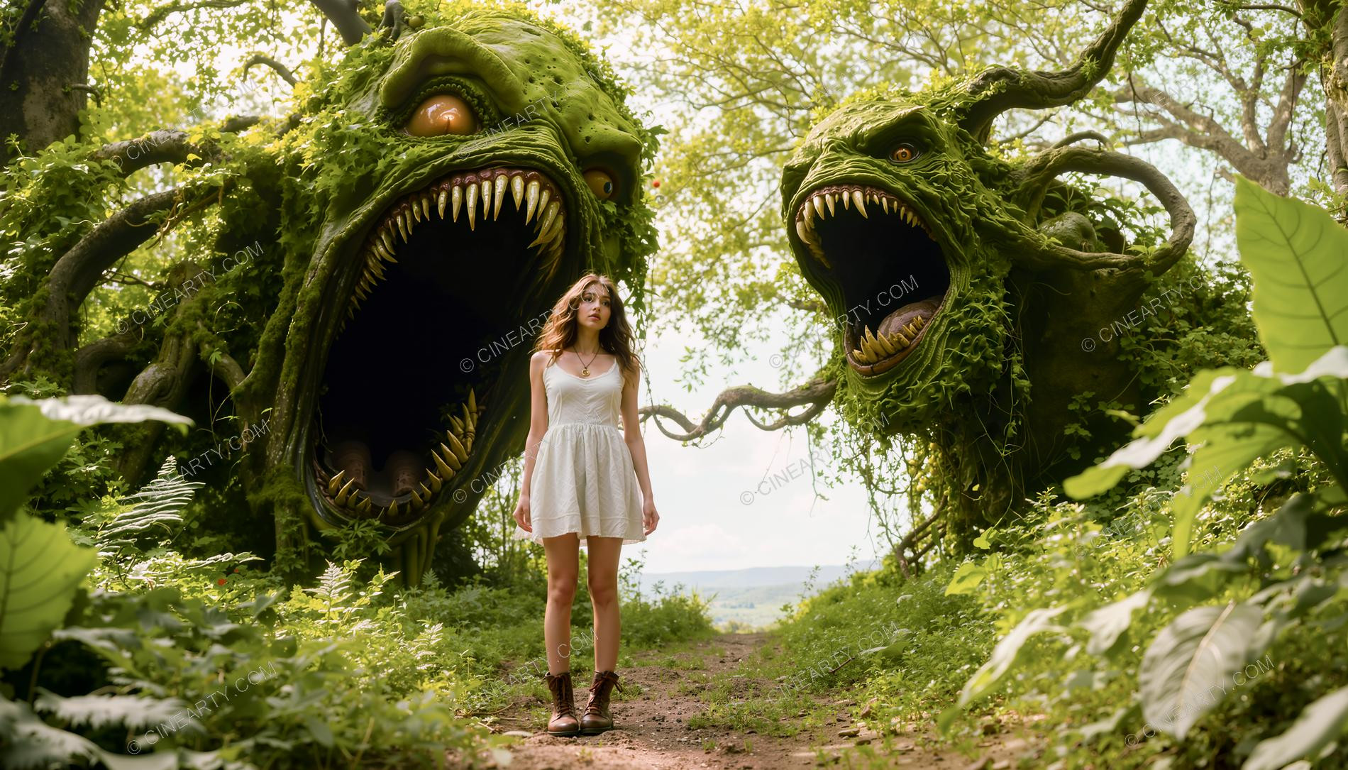 Girl and Huge Mawspawn Monsters 97186